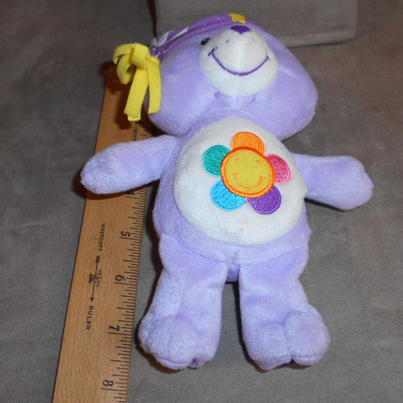 Care Bear Slumber Party Harmony Bear Purple Rainbow Flower 2004 8" Plush - Picture 6 of 8